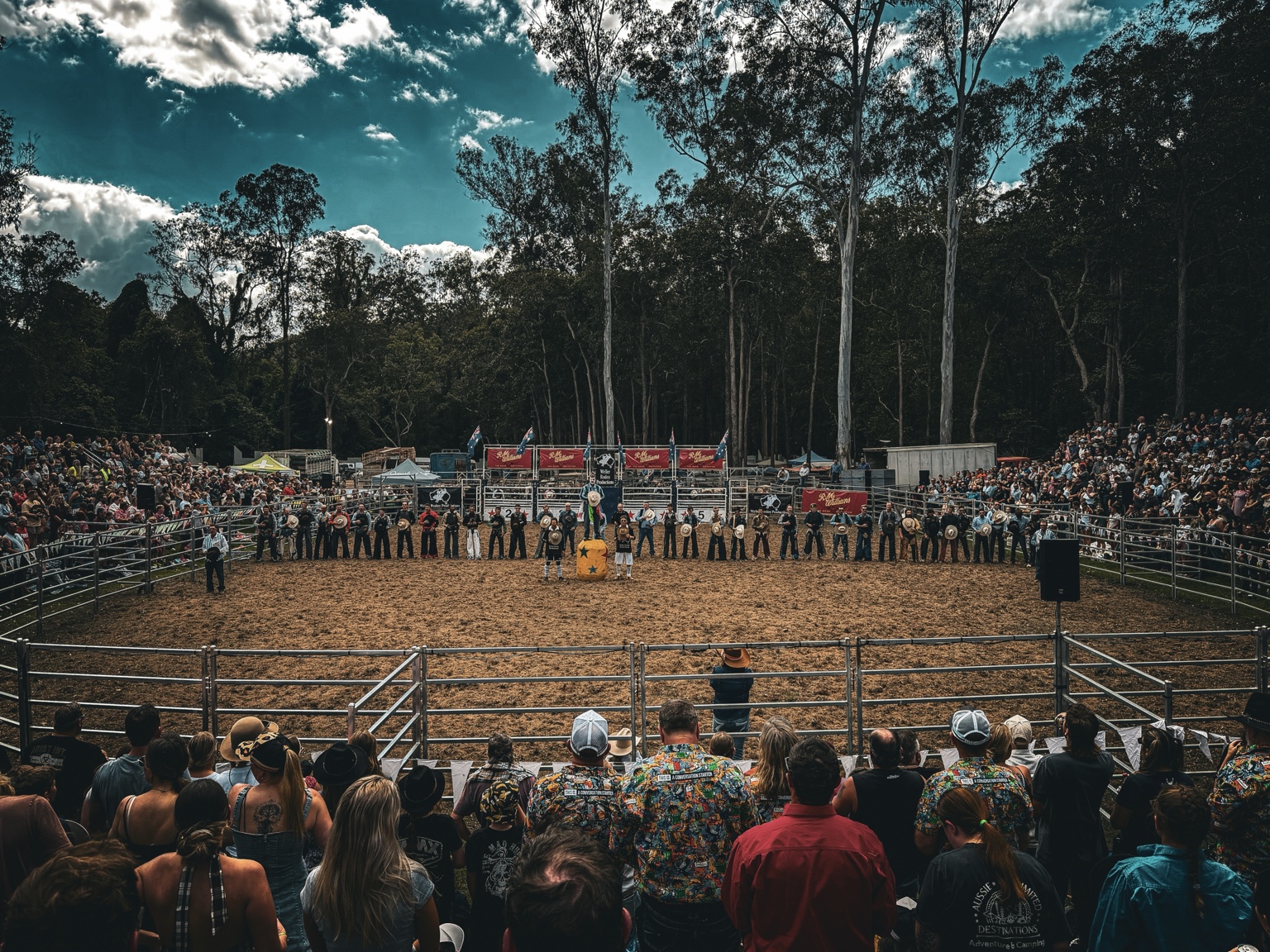 Rodeo crowd and arena